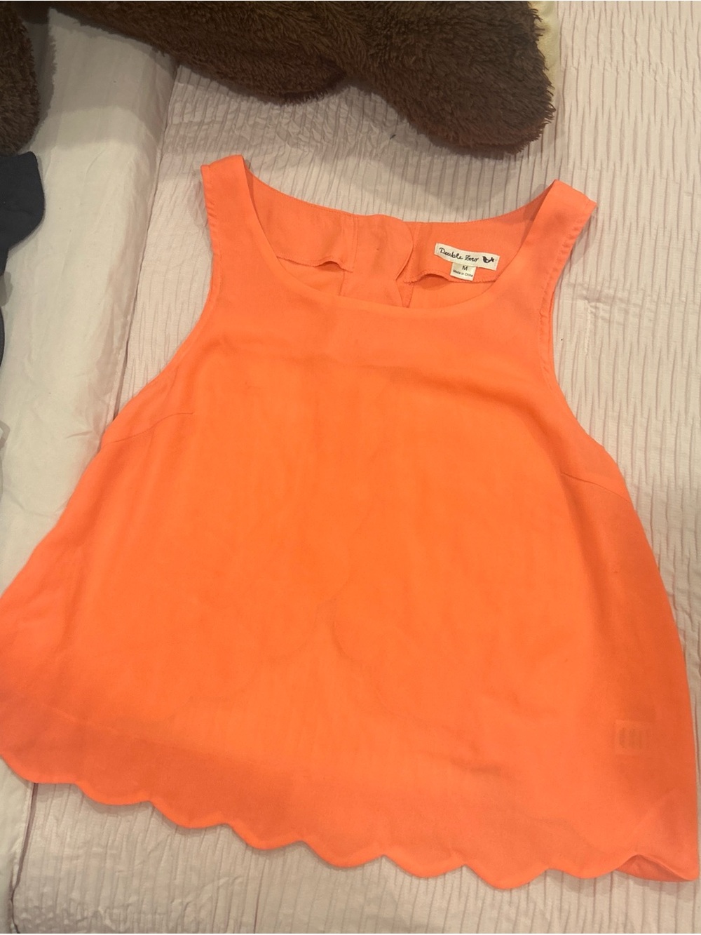 Double Zero Sleeveless Scoop Neck Tank - Vibrant Orange